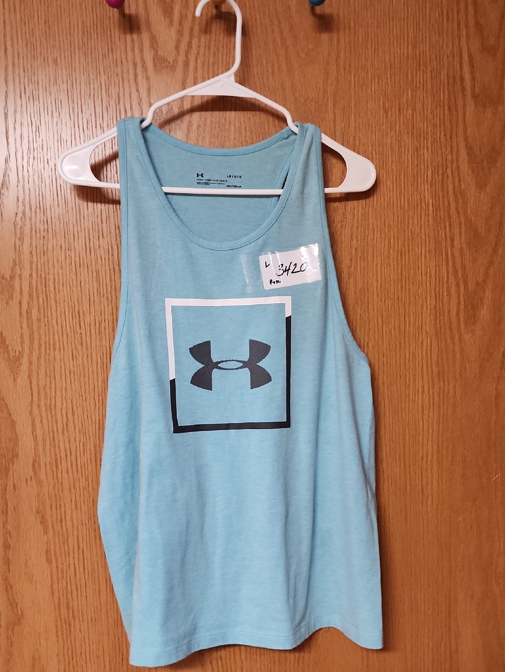 Under Armour Light Blue Logo Tank Top womens L number 1079